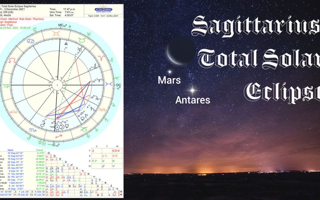 Total Solar Eclipse in Sagittarius w/ Antares Star a time of Rebirth